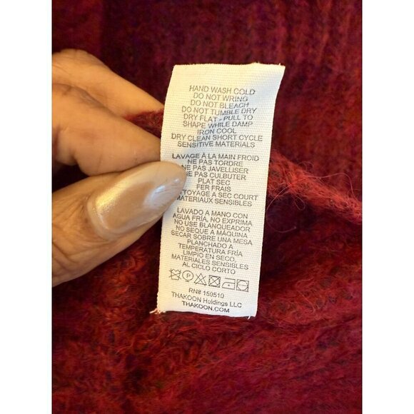 Thakoon‎ Turtleneck Sweater Burgundy Size Small Alpaca Blend Cropped Ribbed - Picture 11 of 11